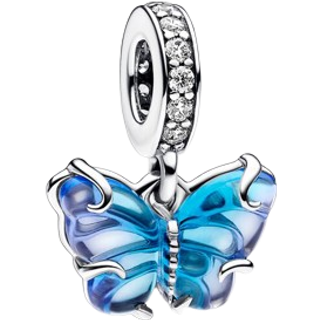 Pandora Blue Murano Glass Butterfly Dangle Charm