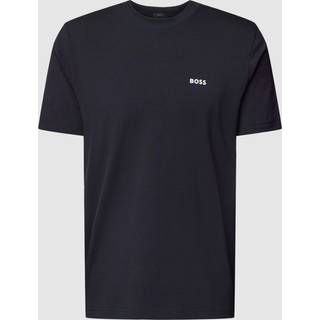 Regular fit T-shirt i bomuld med stræk og logo i kontrastfarve