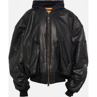 Balenciaga Oversized leather bomber jacket - black - XS