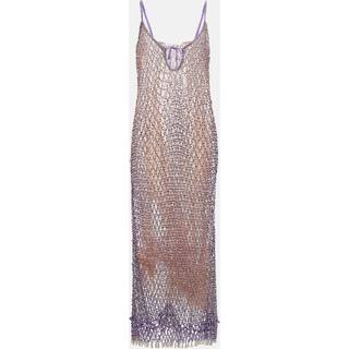 Self-Portrait Beaded fishnet midi dress - purple - S
