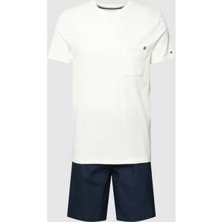 Tommy Hilfiger Herren Pyjama blau,weiß Jersey-Baumwolle unifarben