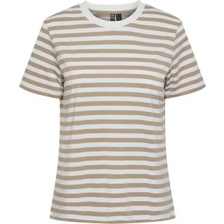 Pieces Pcria Ss Tee Stripes Noos Silver Mink Stripes:bright Whi L