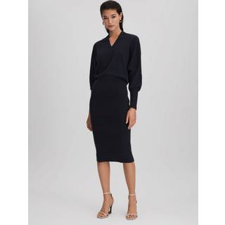 Reiss Reiss Navy Sally Wool Blend Midi Dress
