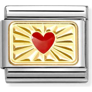 Nomination Red Heart With Etched Detail Charm - Gold