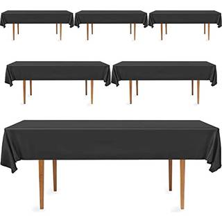 Decorrack 6 Pack Rektangulære duge BPA-fri plast 54 x 108 tommer spisebord Cover Cloth Black (6 Pack)