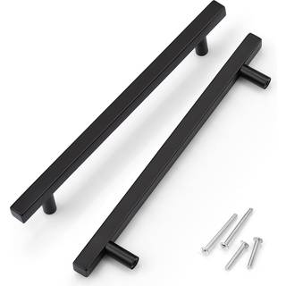 KNOBWELL 6 PAKK Sort rustfrit stål køkkenskab trækker og håndterer 10 tommer samlet længde 7-1/2-tommer hul afstand firkantet kommode skuffer