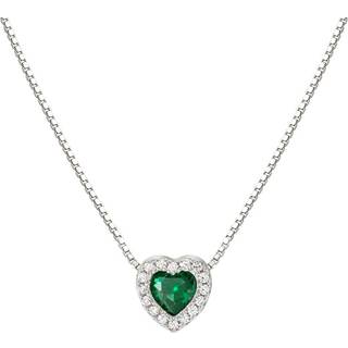Nomination Silver Green CZ Heart Necklace - 43cm