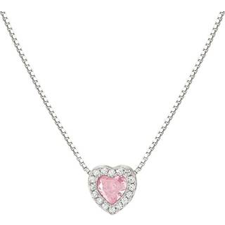 Nomination Silver Pink CZ Heart Necklace - 43cm