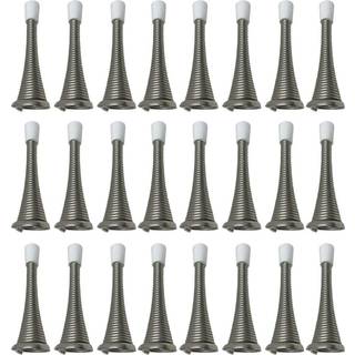 Litepak Spring Door Stop 3 """" Premium Heavy Duty Stopper Steel W/Plastic Bumper (Satin Nickel 24 Pack)