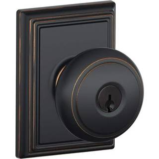 Schlage F51A og 716 Add Andover Door Knob med Addison Trim Keyed Entry Lock Aged Bronze