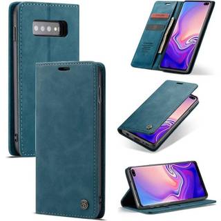 CASEME Samsung Galaxy S10 auto-absorberet læder flip etui - Blå