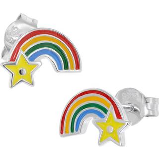 trendor 41642 Mädchen-Ohrringe Silber 925 Regenbogen/Stern