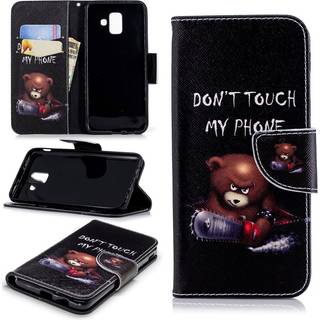 Samsung Galaxy A6 pattern printing leather flip case - Bear and Angry Words