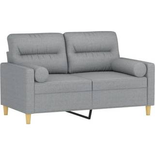 2-personers sofa med pyntepuder 120 cm stof lysegrå