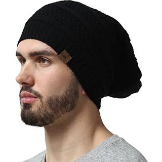 Slouchy kabelstrik beanie af h?rdt hovedbekl?dning - Chunky Oversized Slouch Beanie Hats For Men & Women - Bliv varm og stilfuld - Alvorlige bean