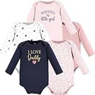 Hudson baby unisex baby bomuld lang?rmet bodysuits pige far pink marinebl? 6-9 m?neder