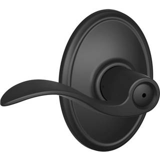 Schlage Accent Lever med Wakefield Trim Bed and Bath Lock In Matte Black - F40 ACC 622 WKF