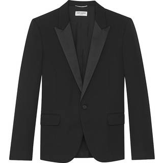 SAINT LAURENT - Slim-Fit Satin-Trimmed Wool Blazer - Men - Black - IT 48