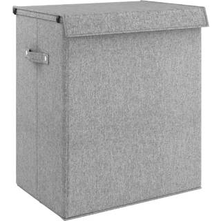 foldbar vasketøjskurv 51x34,5x59 cm kunstigt linned grå