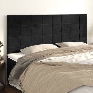 sengegavle 4 stk. 90x5x78/88 cm fløjl sort