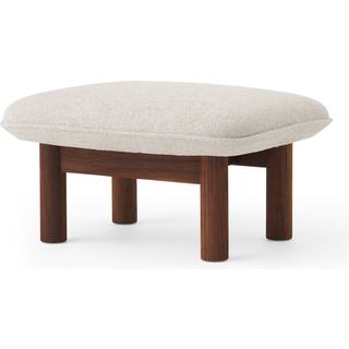 Audo Copenhagen - Brasilia Ottoman Solid Walnut Leather Cat. 2 Moss Col. 11, - Puffer - Anderssen & Voll - Træ farvet - Træ/Tekstilmateriale/Skum