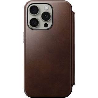 iPhone 15 Pro Nomad Modern Horween Leather Folio Cover - MagSafe Kompatibel - Brun