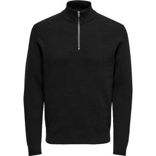 ONLY & SONS PHIL COTTON HALF ZIP KNIT Black