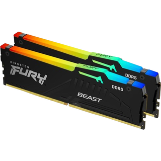 Kingston FURY Beast RGB DDR5-5200 - 64GB - CL40 - Quad Channel (4 pcs) - Intel XMP - Sort med RGB