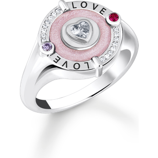 Thomas Sabo TR2447-390-9-56 Silberner Siegelring mit Herz und Steinchen Damen