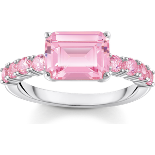 Thomas Sabo TR2451-051-9-54 Silberner Solitärring mit pinkfarbenen Steinen Damen