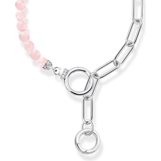 Thomas Sabo KE2193-035-9-L47V Silbernes Collier mit Gliederkettenelementen und rosa Beads Damen