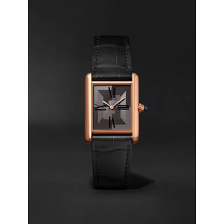 Cartier - Tank Louis Cartier Automatic 25.5mm 18-Karat Rose Gold and Alligator Watch, Ref. No. WGTA0092 - Men - Gray