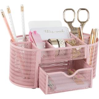 Blu Monaco Pink Desk Organizer - Girlie Desk tilbeh?r - St?rk metalkonstruktion - Office Supply Storage til hjem eller kontor - skrivebordsarrang