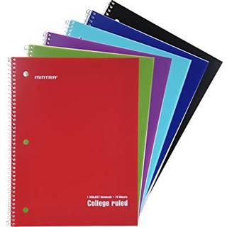 Mintra Office Spiral Notebooks - Solid College styrede 6 pakke til skolekontorforretningsprofessionelle 70 ark