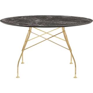 Kartell Glossy spisebord - Ø128 cm. - Brown Emperador - guld stel