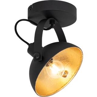 Industriel loftslampe sort med guld 15 cm justerbar - Magnax