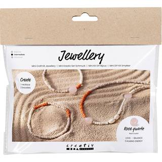 Mini DIY Kit Smykker halskæde+armbånd m/rosakvarts