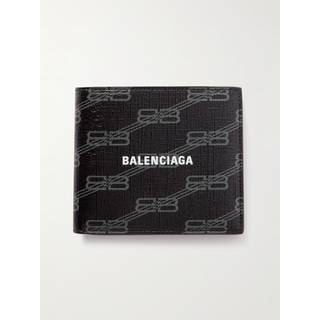 Balenciaga - Logo-Print Cross-Grain Leather Billfold Wallet - Men - Black