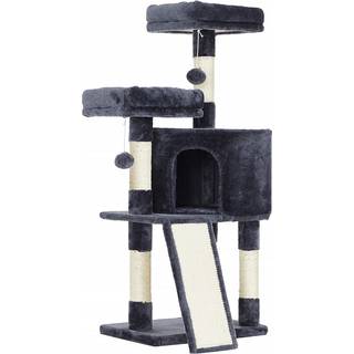 Feandrea Cat Tree, Cat Condo 115 cm, kattetårn, skraber rampe, røget grå