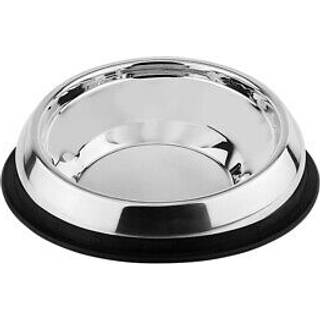 Rustfrit stål skål for fladsnudede hunde med gummitring - Ø 19 X 6,5 cm - ca. 270 ml