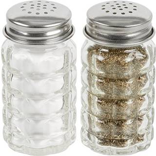 Store legitimationsoplysninger Retro -stil salt og peber ryster med rustfrit toppe sæt af 2 (Retro Shakers)