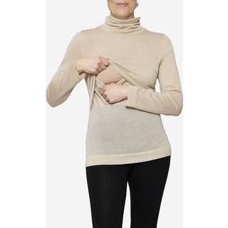 Beige ammebluse med rullekrave - KUN 1STK TILBAGE!