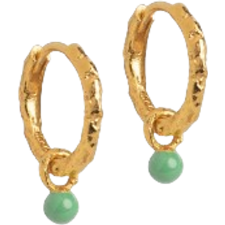 Enamel - Belle Dusty Green Hoops i forgyldt sølv