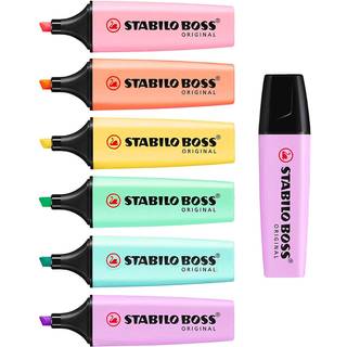 STABILO BOSS Original Pastel Highlighter tuschpenne - Komplet st med 6 + Lilac Haze
