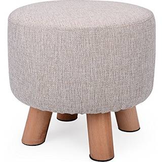 H&B Luxuries Fabric Round Polded Ottoman Foot Rest Rool (4 Ben Simple Linen)