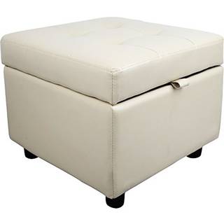H&B Luxuries Tufted Leather Square Flip Top Storage Ottoman Cube Foot Rest (fl?de med opbevaring)