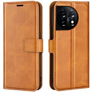 SKALO OnePlus 11 5G Flip Cover m. pung i PU-læder - Lys brun