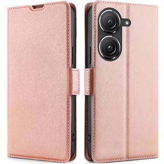 SKALO Asus Zenfone 9 5G Ultratynd Premium Wallet Case - Rosa guld