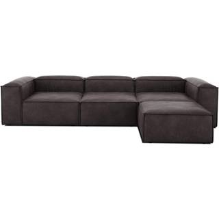 Modulær sofa Lennon (4-personers) i genanvendt læder med puf (venstre/højre)