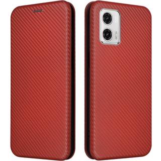 SKALO Motorola Moto G53 5G Carbon Fiber Pungetui - Brun